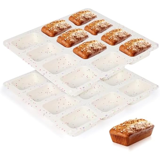 ميني رغيف مقلاة سيليكون ميني رغيف الخبز 12 كوب للخبز ميني خبز براوني الذرة خبز الجبن صابون غير لاصق 2 عبوة قصاصات - Image 1