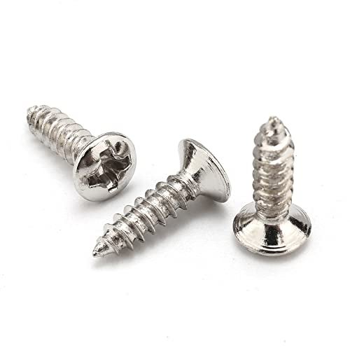 JIUWU Chrome Guitar Bass Mounting Pickguard Screw for ST TL SG LP Guitar Pack of 100 - Image 3