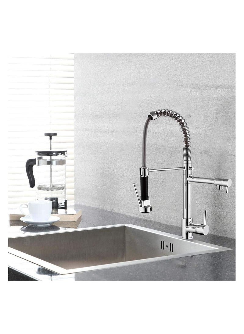 HESANIT HESANIT Kitchen Faucet Deck Mounted Mixer With Pull Out Sprayer Stainless Steel Brushed - 6800-1SSB  - Image 2