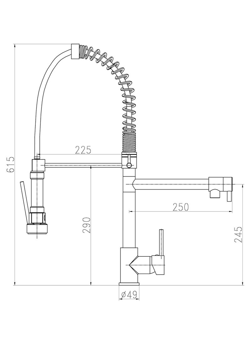 HESANIT HESANIT Kitchen Faucet Deck Mounted Mixer With Pull Out Sprayer Stainless Steel Brushed - 6800-1SSB  - Image 3