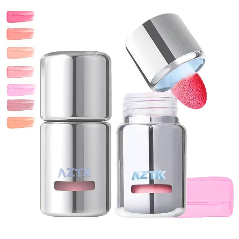 Aztk Liquid Blush, Jelly Color Liquids Blushes with Sponge Head, Matte Nude Makeup Blusher Cream, Lasting, Lightweight, All-day Moisturizing and Smooth, Self-Contained Brush, Portable Makeup (JC02) - Image 1
