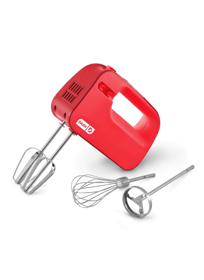 Dash Dash SmartStore Deluxe Compact Electric Hand Mixer  Whisk and Milkshake Attachment for Whipping Mixing Cookies Brownies Cakes Dough Batters Meringues  More 3 Speed 150Watt  Red 