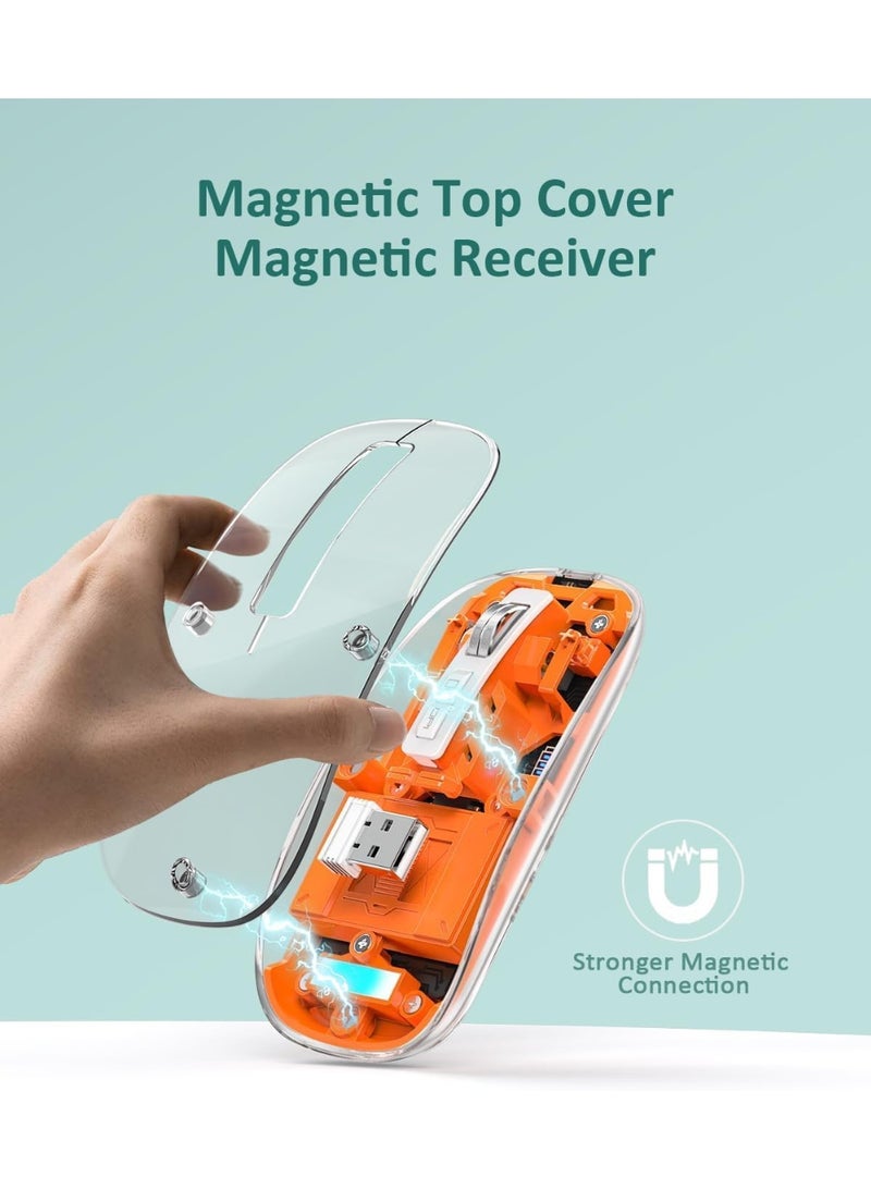 Dual-mode Bluetooth and Wireless Transparent Rechargeable Mouse - LED Light - Image 5