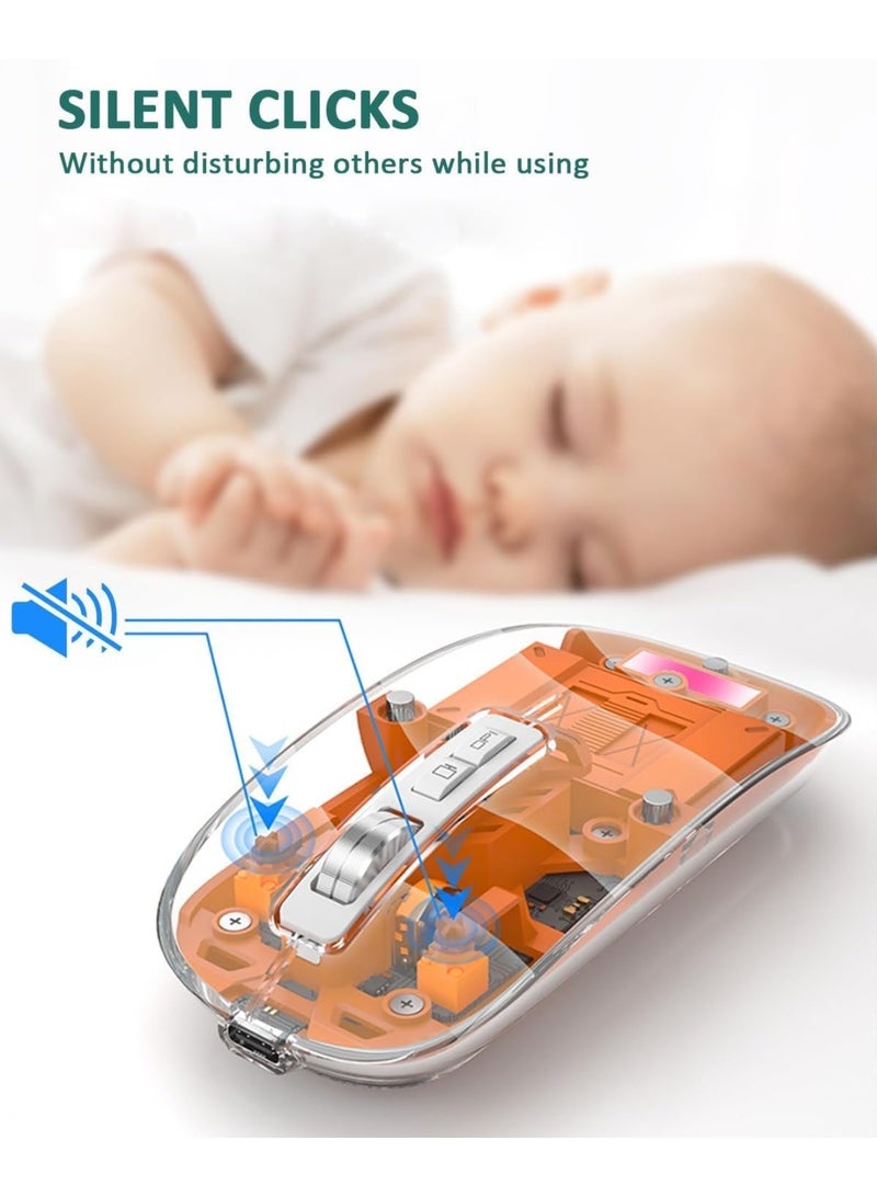 Dual-mode Bluetooth and Wireless Transparent Rechargeable Mouse - LED Light - Image 3