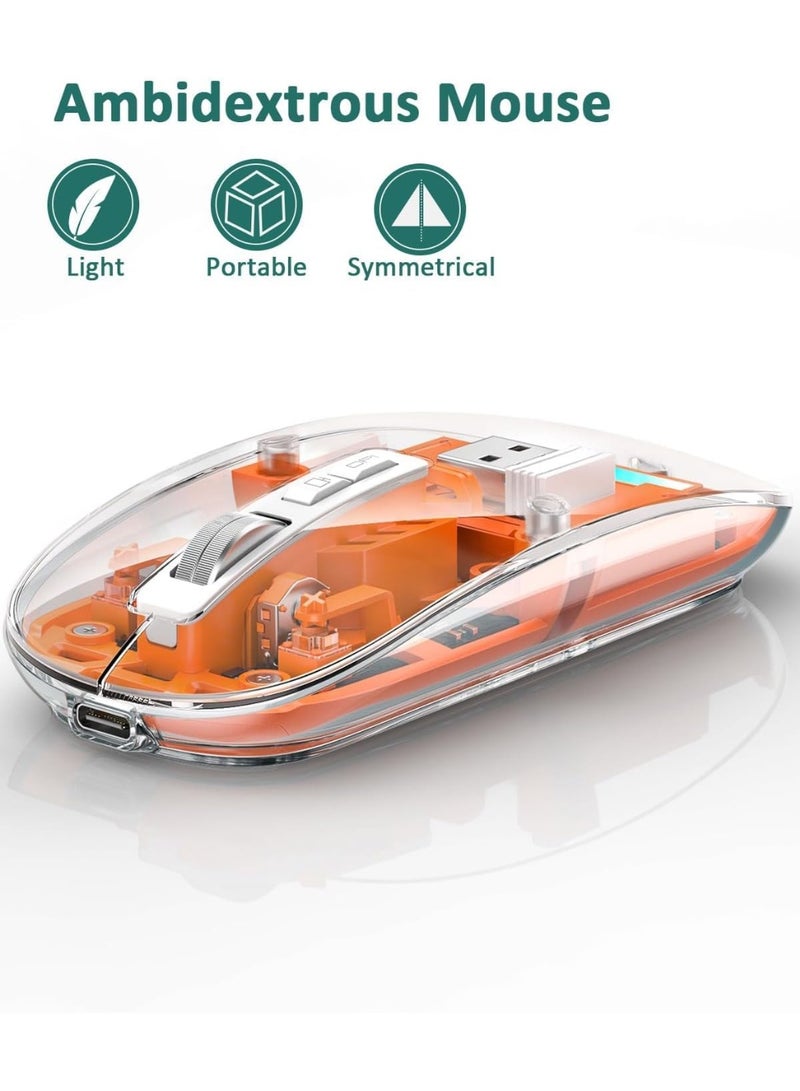 Dual-mode Bluetooth and Wireless Transparent Rechargeable Mouse - LED Light - Image 2