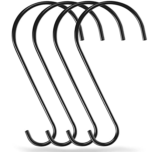 Dreecy 12-Inch Tree Branch Hooks, 4 Pack Extra Large S Hooks for Hanging Plants, Heavy Duty Bird Feeder Hook for Hanging Plants, Black Bird Feeder Hangers for Outside, Lanterns and Ornaments - Image 1