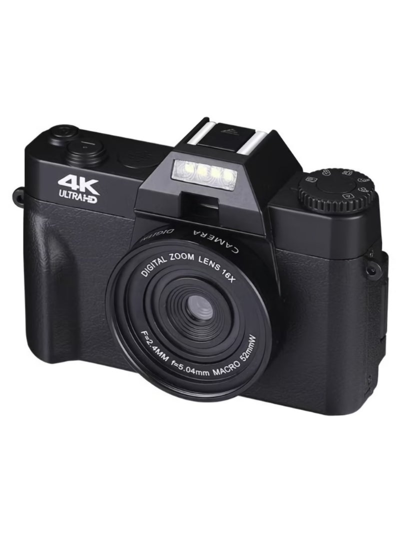 كاميرا رقمية بدقة 4K بدقة 48 ميجابكسل، كاميرا فيديو مدمجة ومتينة، كاميرا حركة خفيفة الوزن ومحمولة مع تركيز تلقائي، كاميرا فيديو للتصوير الفوتوغرافي لتسجيل الفيديو للحدث، (قطعة واحدة، عدسة سوداء واسعة الزاوية) - Image 3