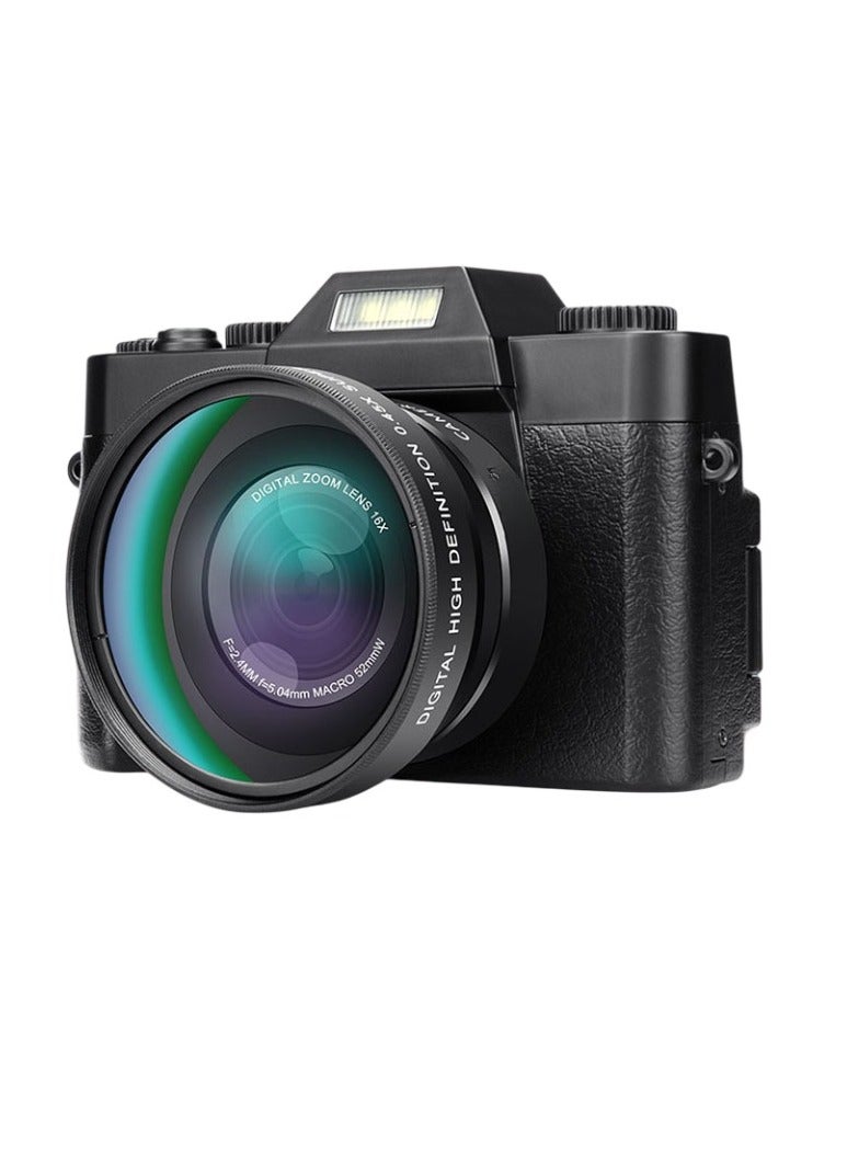كاميرا رقمية بدقة 4K بدقة 48 ميجابكسل، كاميرا فيديو مدمجة ومتينة، كاميرا حركة خفيفة الوزن ومحمولة مع تركيز تلقائي، كاميرا فيديو للتصوير الفوتوغرافي لتسجيل الفيديو للحدث، (قطعة واحدة، عدسة سوداء واسعة الزاوية) - Image 1