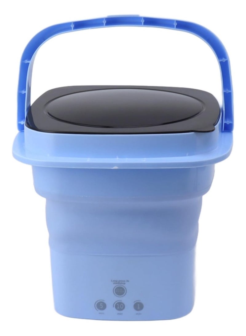 Portable Foldable Bucket Washer Integrated Design with Builtin Dehydrator for Household Laundry Tasks (US Plug) Blue  - Image 1