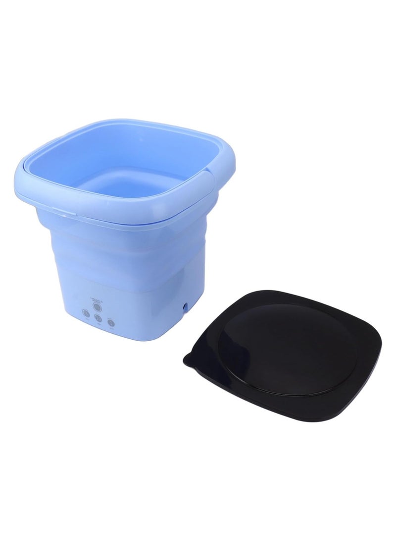 Portable Foldable Bucket Washer Integrated Design with Builtin Dehydrator for Household Laundry Tasks (US Plug) Blue  - Image 4