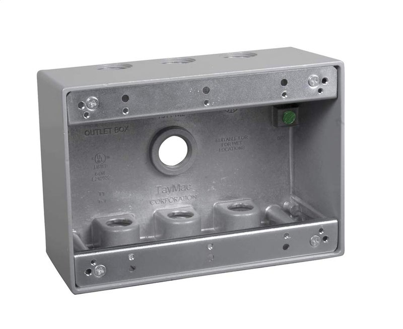 TayMac TB750S 3Gang Weatherproof Box with Seven 12 in Outlets Gray