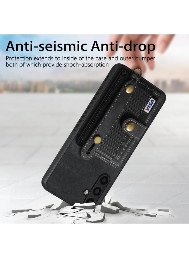 S-TOP Case For Samsung Galaxy A04s Retro Cross Wristband Wallet Leather Back Phone Case - Image 2