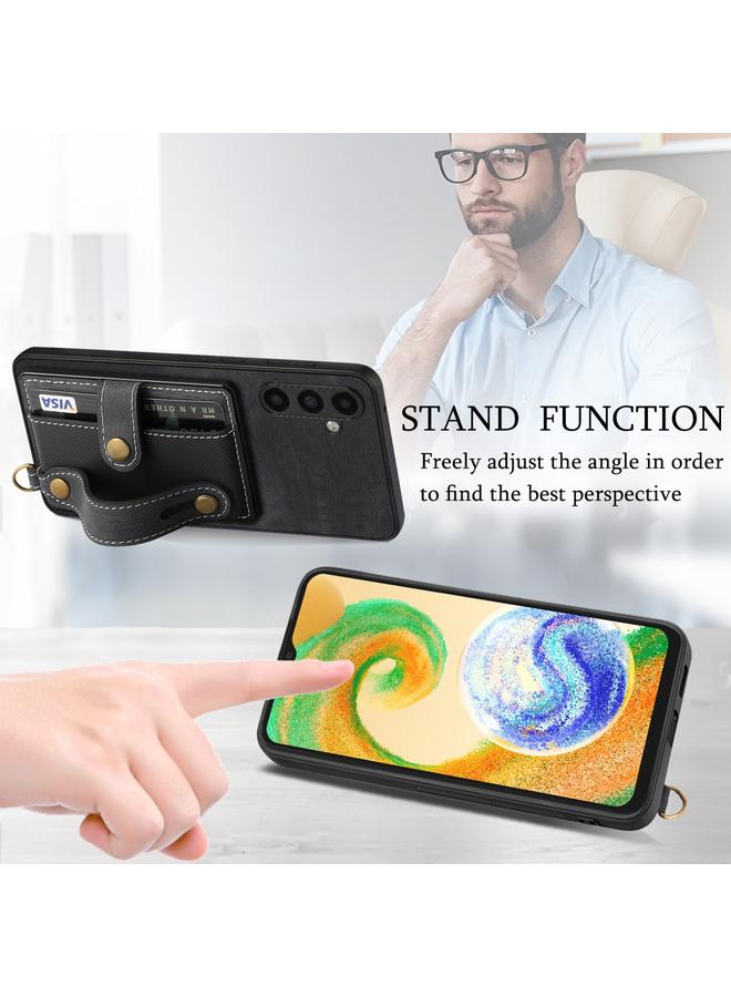 S-TOP Case For Samsung Galaxy A04s Retro Cross Wristband Wallet Leather Back Phone Case - Image 5