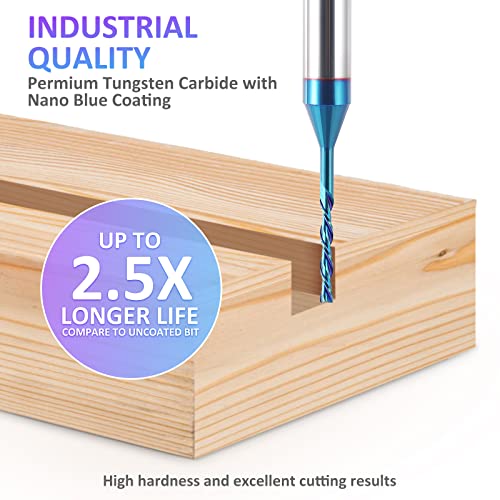 HQMaster Spiral Router Bit Downcut 1/4 Inch Shank Solid Carbide CNC Router Bit with Nano Blue Coating CNC Bits End Mill for Woodwork Mortise Slot Trim - Image 4