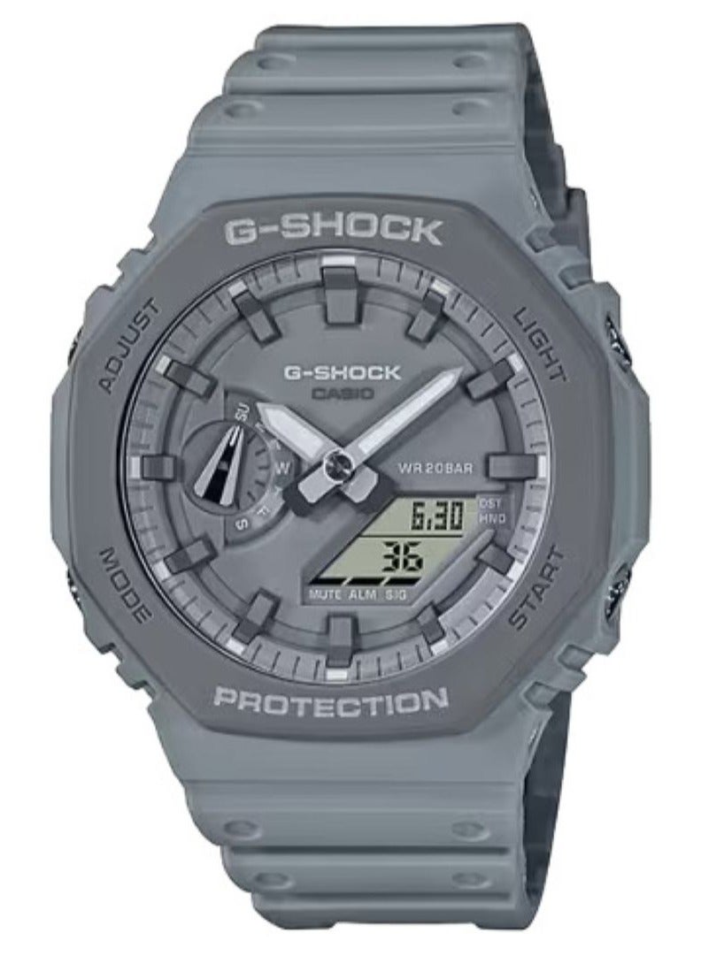 Casio GA-2100 Series G-Shock GA-2110ET-8AER Men’s Analog-Digital Watch – Grey Dial, Dark Grey Resin Band, Carbon Core Guard, Shock Resistant, 200M Water Resistant, World Time, LED Light, Stopwatch, Alarm, Sport Casual Watch