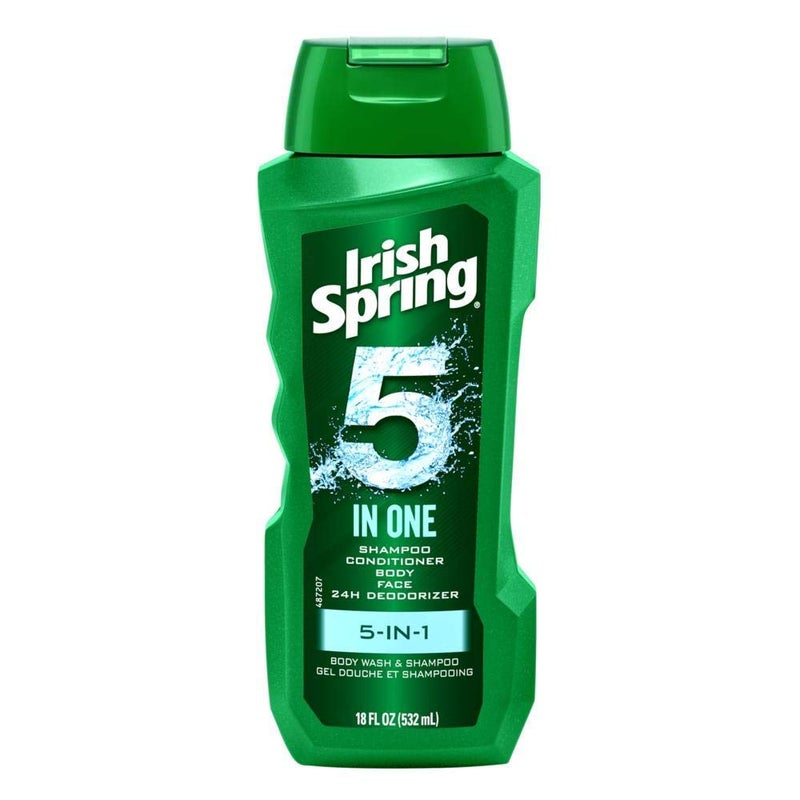 Irish Spring Body Wash & Shampoo - 5 in 1 - Net Wt. 18 FL OZ (532 mL) Per Bottle - Pack of 3 Bottles - Image 2