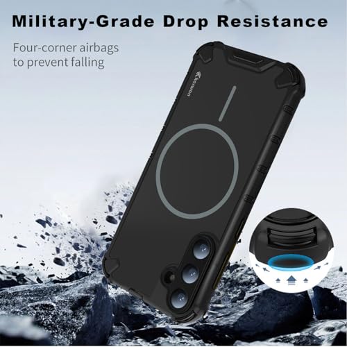 KARWAN Tough Shockproof Back Case Cover Compatible with Samsung A56 Dual Layer Armor Protection with Matt Finish,Edge Guard Bumper Heavy Duty Cover with Magnetic MagEase Wireless Charging (Black) - Image 4