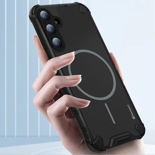 KARWAN Tough Shockproof Back Case Cover Compatible with Samsung A56 Dual Layer Armor Protection with Matt Finish,Edge Guard Bumper Heavy Duty Cover with Magnetic MagEase Wireless Charging (Black) - Image 3