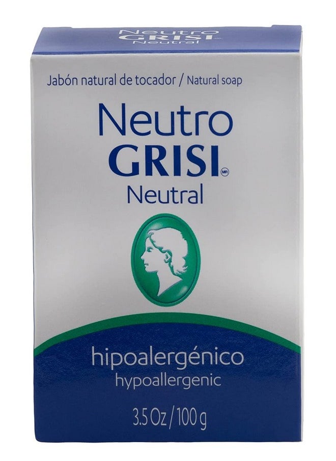 Grisi Neutral, Cleansing and Hypoallergenic Soap, Soften and Clean your skin, Non-Irritating, Fragrance-free, for All Kind of Skin, 6-Pack of 3.5 Oz each, 6 Bar Soaps.