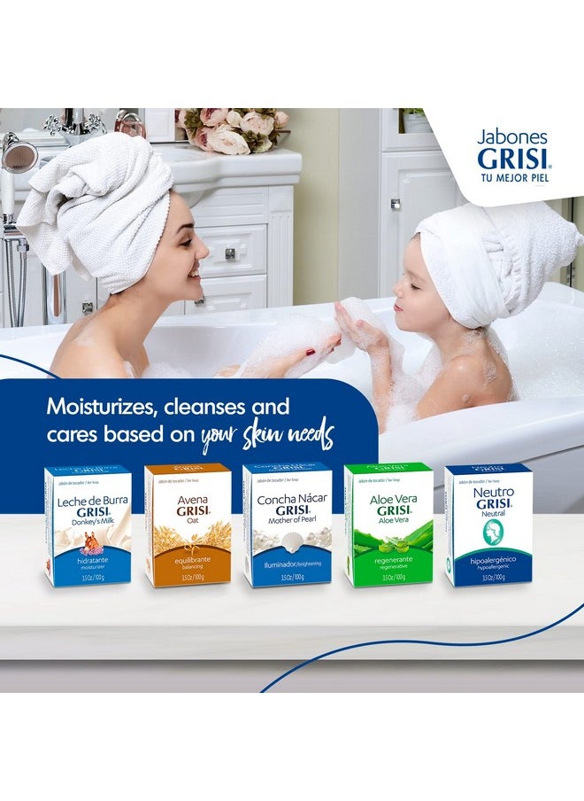 Grisi Neutral, Cleansing and Hypoallergenic Soap, Soften and Clean your skin, Non-Irritating, Fragrance-free, for All Kind of Skin, 6-Pack of 3.5 Oz each, 6 Bar Soaps.