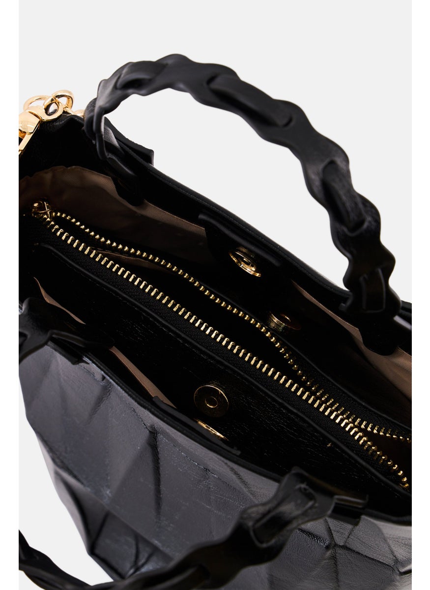 SISLEY Women Hardware Logo Shoulder Bag, Black  - Image 3