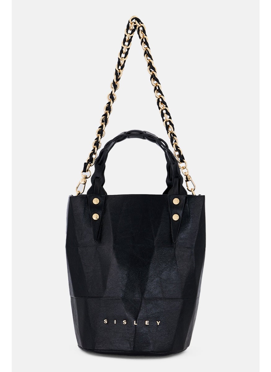 SISLEY Women Hardware Logo Shoulder Bag, Black  - Image 1