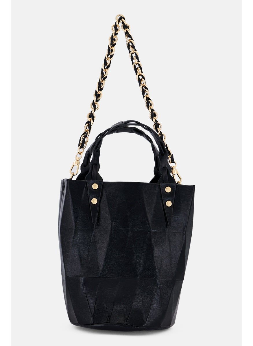 SISLEY Women Hardware Logo Shoulder Bag, Black  - Image 2