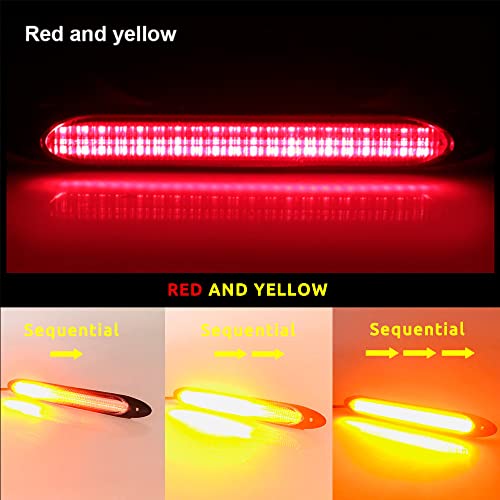 YSY Led Car DRL Daytime Running Lights Strip Waterproof 12V Auto Headlight Sequential Turn Signal Yellow Flow Day Light Universal 2Pcs (34.5cm, Red and Amber) - Image 2