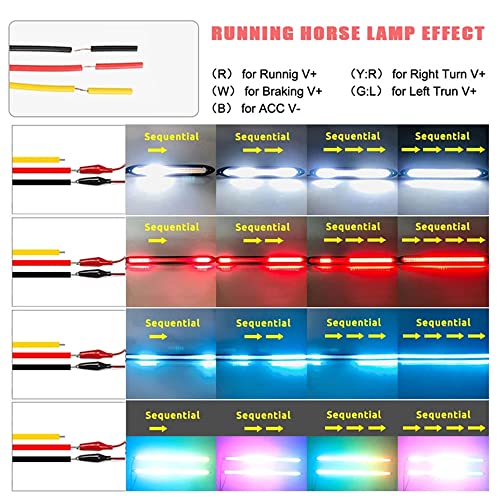 YSY Led Car DRL Daytime Running Lights Strip Waterproof 12V Auto Headlight Sequential Turn Signal Yellow Flow Day Light Universal 2Pcs (34.5cm, Red and Amber) - Image 5