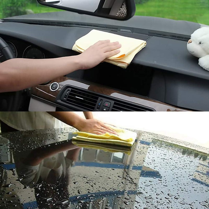 Ayvicco Premium Chamois Drying Cloth Car Drying Towel 26" x 15" Super Absorbent Fast Drying Chamois Environmental and Durable Car Wash Cloth Accessory - Yellow - Image 4