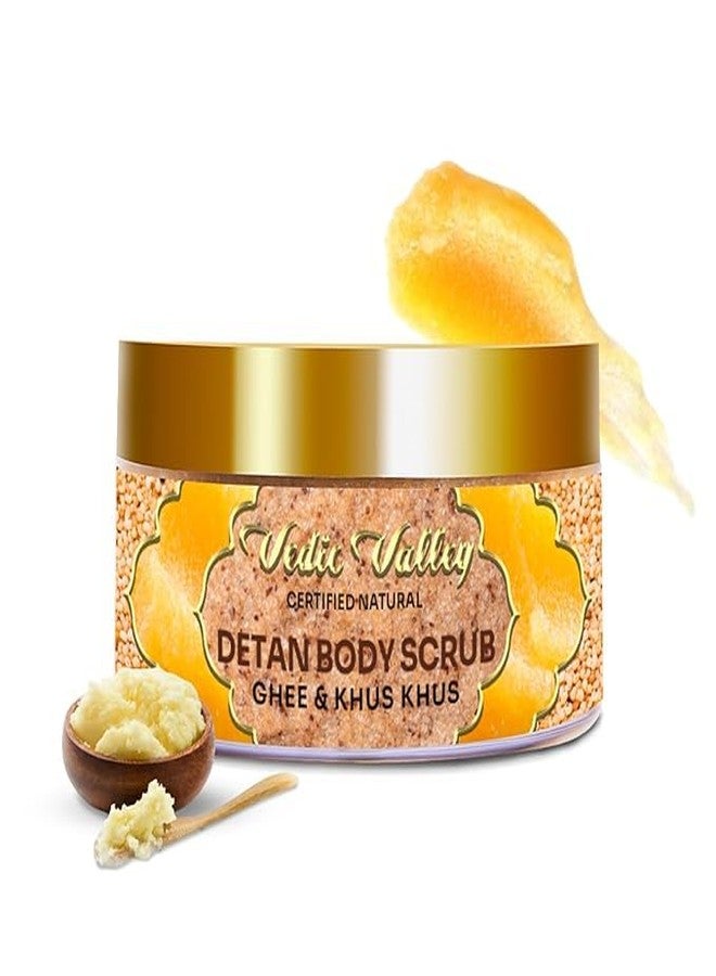 Vedic Valley Vegan Detan Jasmine Scrub with Organic Actives | Tan & Black Head Removal | Removes Dirt & Dead Skin from Neck, Knees, Elbows & Arms | Skin Brightening & Exfoliating Scrub For Men & Women | 250 gm - Image 1