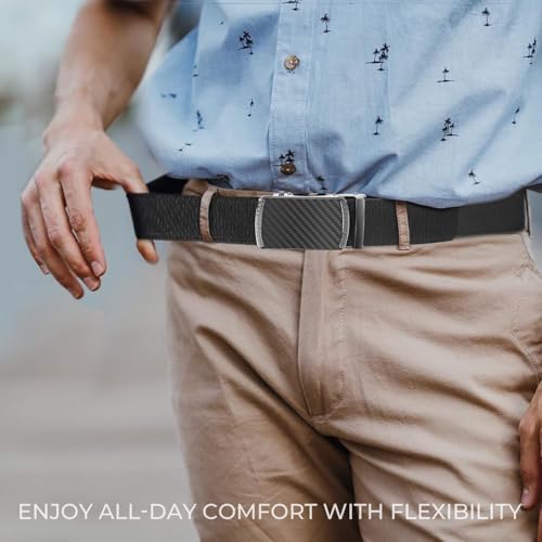 CHAOREN Mens Belt Stretchable - Black Elastic Golf Nylon Web Adjustable Belt - for Casual Wear - Image 2