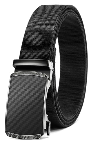 CHAOREN Mens Belt Stretchable - Black Elastic Golf Nylon Web Adjustable Belt - for Casual Wear - Image 1