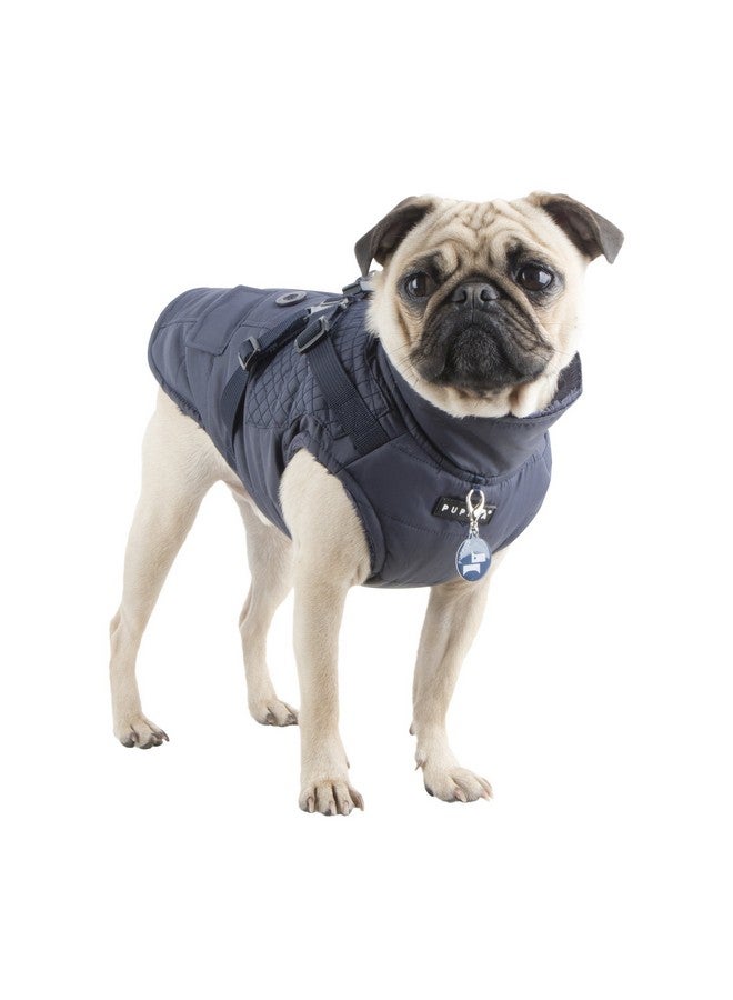 بوبيا معطف شتوي للكلاب من Wilkes مع حزام متكامل بدون سحب مقاوم للماء والطقس البارد وسحاب خلفي من الصوف الدافئ للكلاب الصغيرة والمتوسطة، أزرق داكن، كبير - Image 3