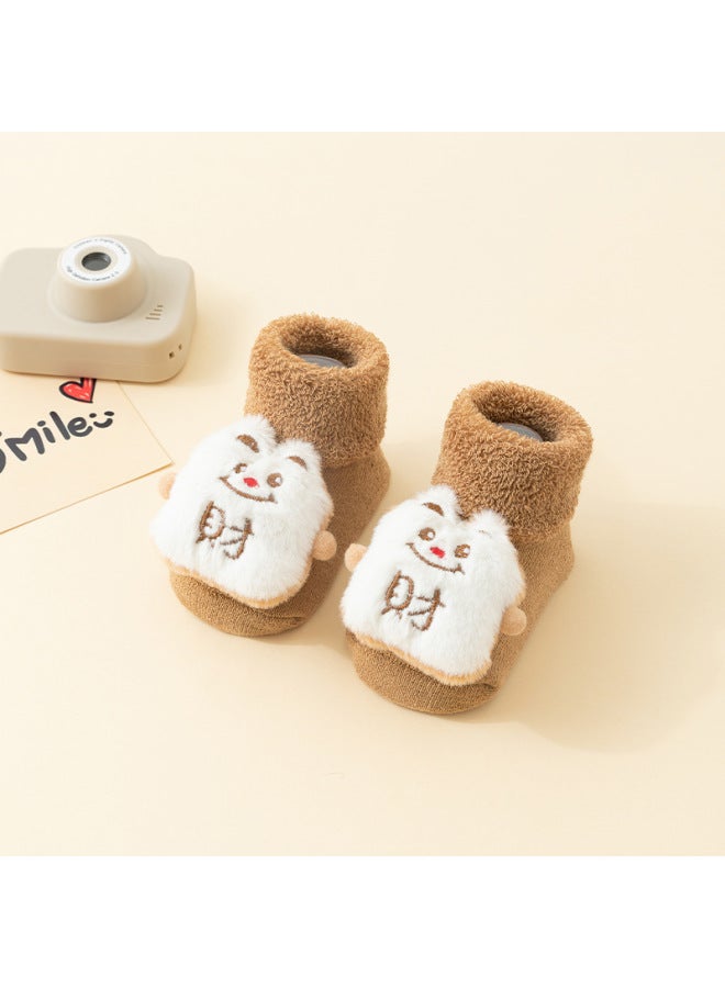 Newborn Fleece-lined Thickened Terry Socks Baby Autumn And Winter New Year Floor Socks Baby Non-slip Warm Autumn And Winter