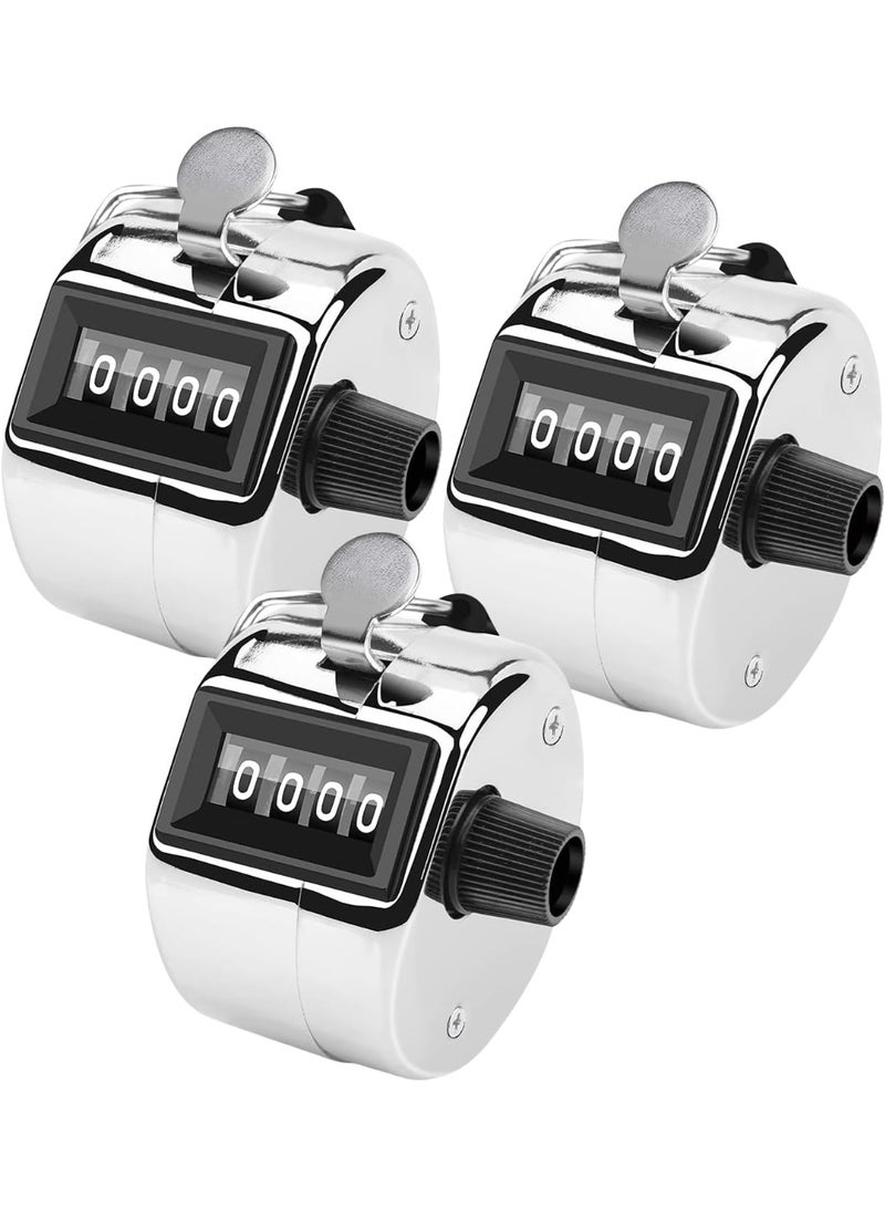 3Pcs Metal Handheld Tally Counter 4-Digit Number Count Clicker Counter, Hand Mechanical Counters Clickers Pitch Counter for Coaching, Knitting, People, Lap, Fishing, Golf and Row - Image 1