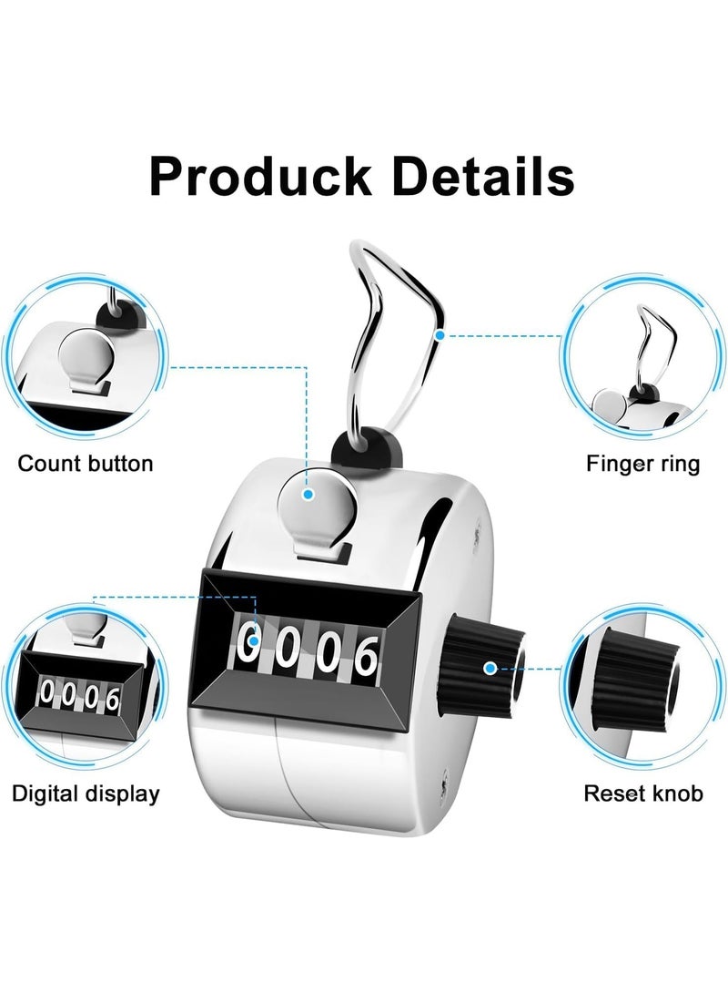 3Pcs Metal Handheld Tally Counter 4-Digit Number Count Clicker Counter, Hand Mechanical Counters Clickers Pitch Counter for Coaching, Knitting, People, Lap, Fishing, Golf and Row - Image 2