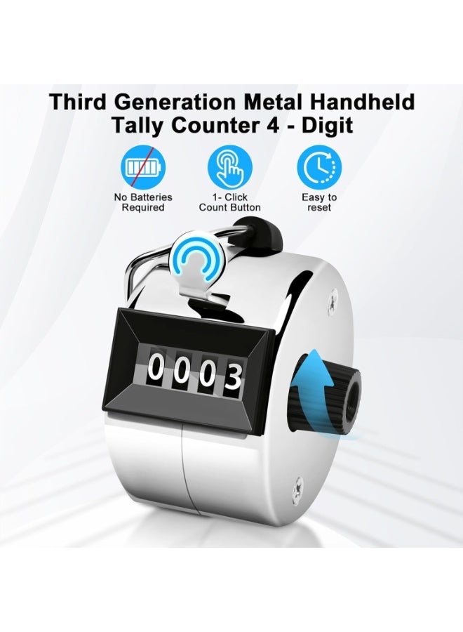 3Pcs Metal Handheld Tally Counter 4-Digit Number Count Clicker Counter, Hand Mechanical Counters Clickers Pitch Counter for Coaching, Knitting, People, Lap, Fishing, Golf and Row - Image 3