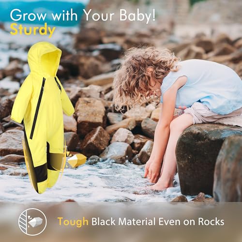 HAPIU Kids Toddler Rain Suit Muddy Buddy Waterproof Coverall,Yellow,2T,Original - Image 4