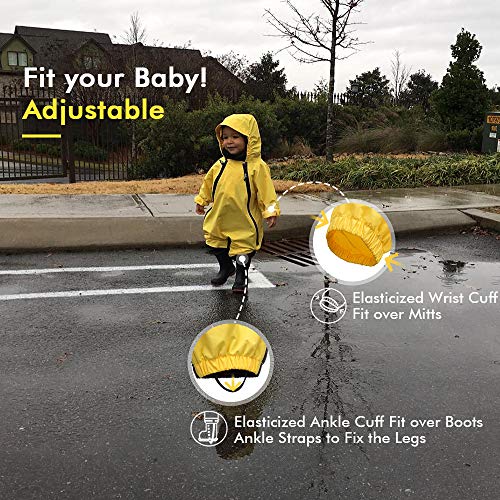 HAPIU Kids Toddler Rain Suit Muddy Buddy Waterproof Coverall,Yellow,2T,Original - Image 3