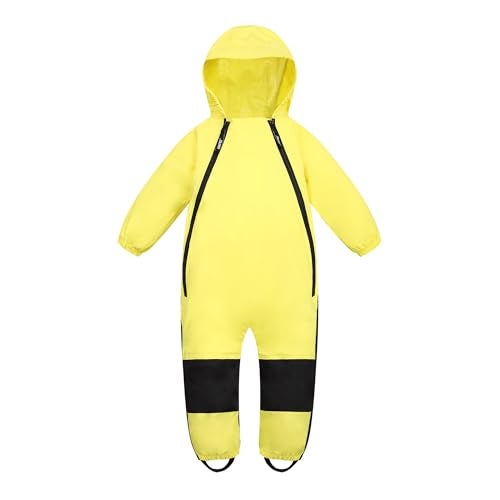 HAPIU Kids Toddler Rain Suit Muddy Buddy Waterproof Coverall,Yellow,2T,Original - Image 1