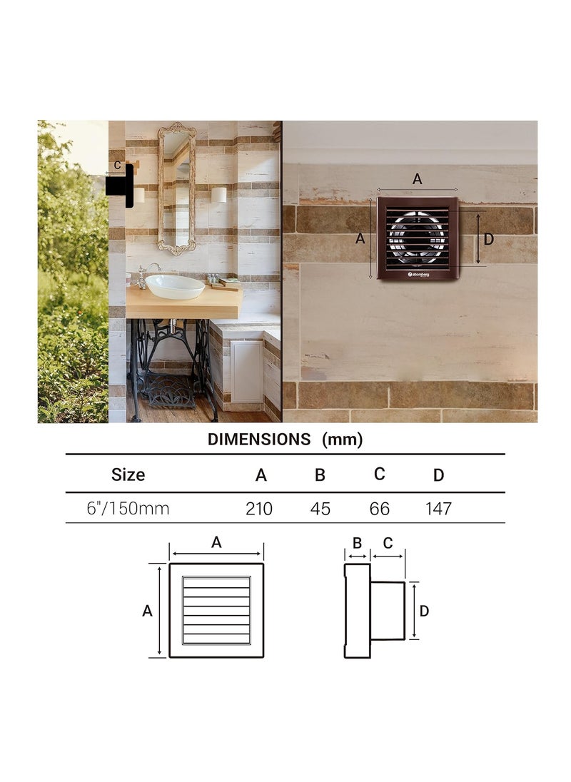 atomberg - atomberg Efficio Exhaust Fan 150mm with BLDC Motor Easy to Clean 2 Year Warranty Brown - Image 1