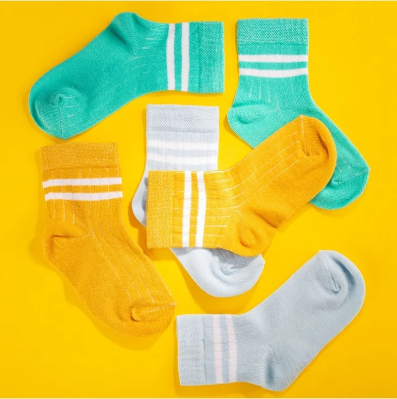 نوفيبيبي 3-Pack Cotton Kids College Socks Baby Unisex Girls Women Boys School Socks, White Black Pink