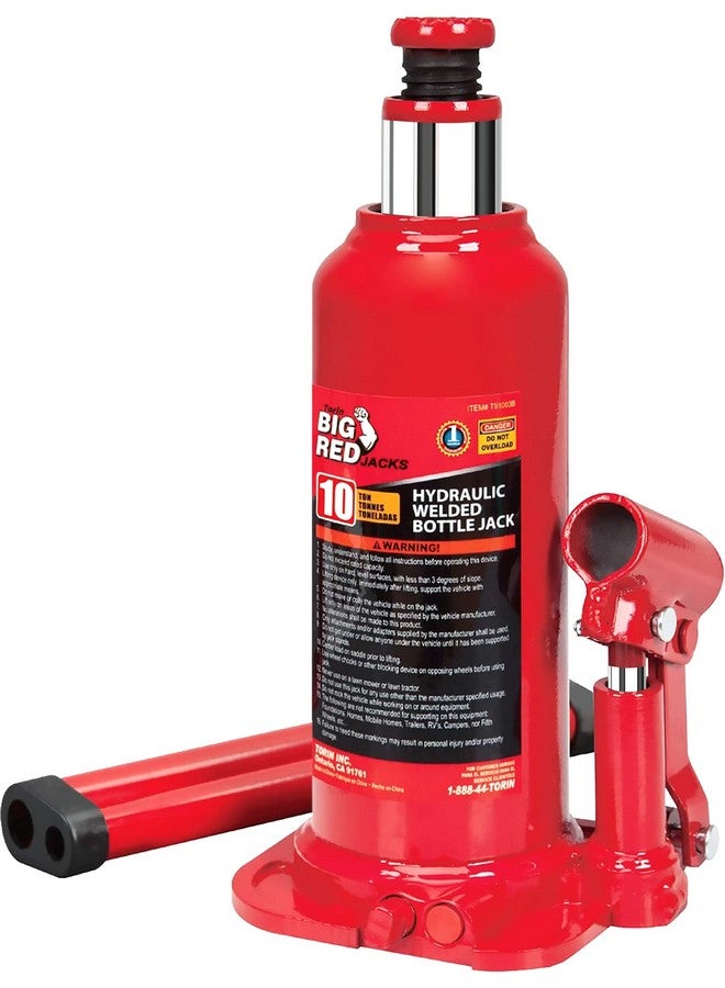 بيج ريد رافعة زجاجات هيدروليكية ملحومة تورين كبيرة حمراء، سعة 10 أطنان (20,000 رطل) لإصلاح السيارات ورفع المنازل، لون أحمر، TAM91003B - Image 1