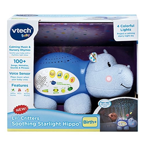 VTech Baby Lil' Critters Soothing Starlight Hippo, Blue - Image 4