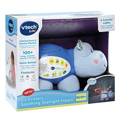 VTech Baby Lil' Critters Soothing Starlight Hippo, Blue - Image 5