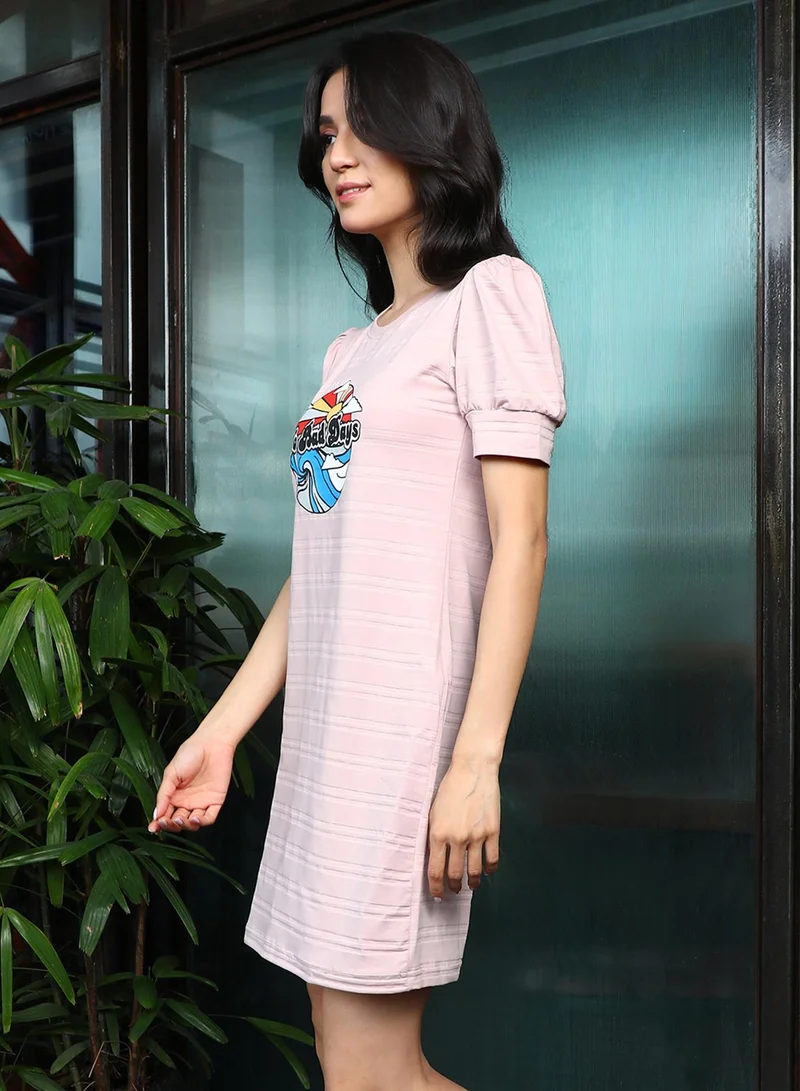 Pinacolada  Women's Blush Pink No Bad Days T-Shirt Dress for Women | Best Price UAE