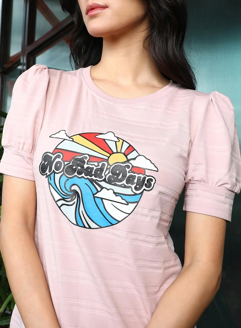 Pinacolada  Women's Blush Pink No Bad Days T-Shirt Dress for Women | Best Price UAE