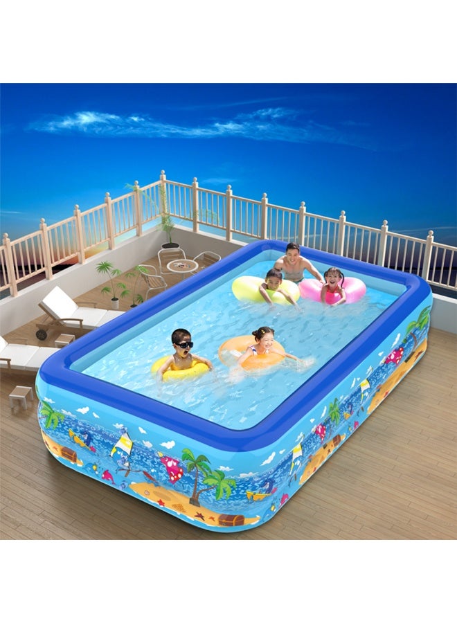 LEFAFA Inflatable Swimming Pool, Thickened Large Kiddle Pool, Blowup Pool for Summer Water Party, Family Swimming Pool for Backyard Garden Outdoor Indoor (150x100x55cm)  - Image 1