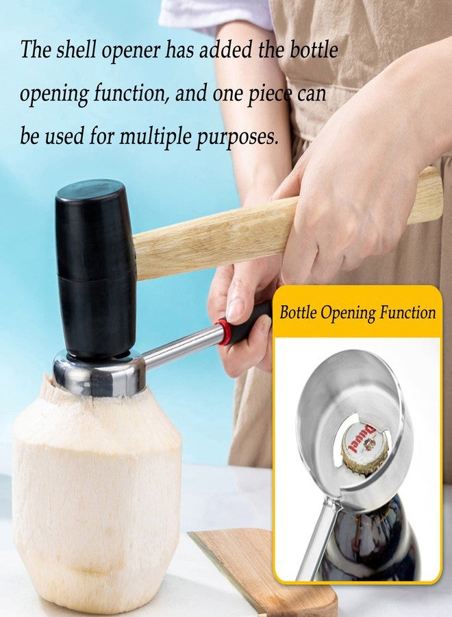 ZLMC Coconut Opener Tools Set with Hammer,Meat Removal Scraper, Rubber Mallet, Hole Maker Puncher for Young & Mature Coconuts,Multifunctional Kitchen Tools, Safe& Easy to Use - Image 3